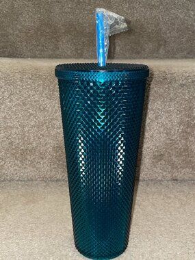 NEW Blue Textured Sculpted 26.2 oz Tumbler w/ Lid & Straw OPALHOUSE